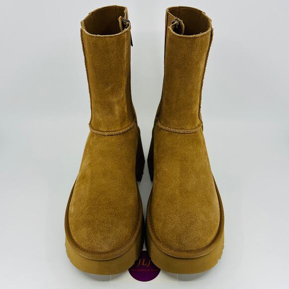 UGG Women's Classic Twin Seam New Heights Chestnut Suede Boots 1158313 Size 7 - Picture 3 of 12
